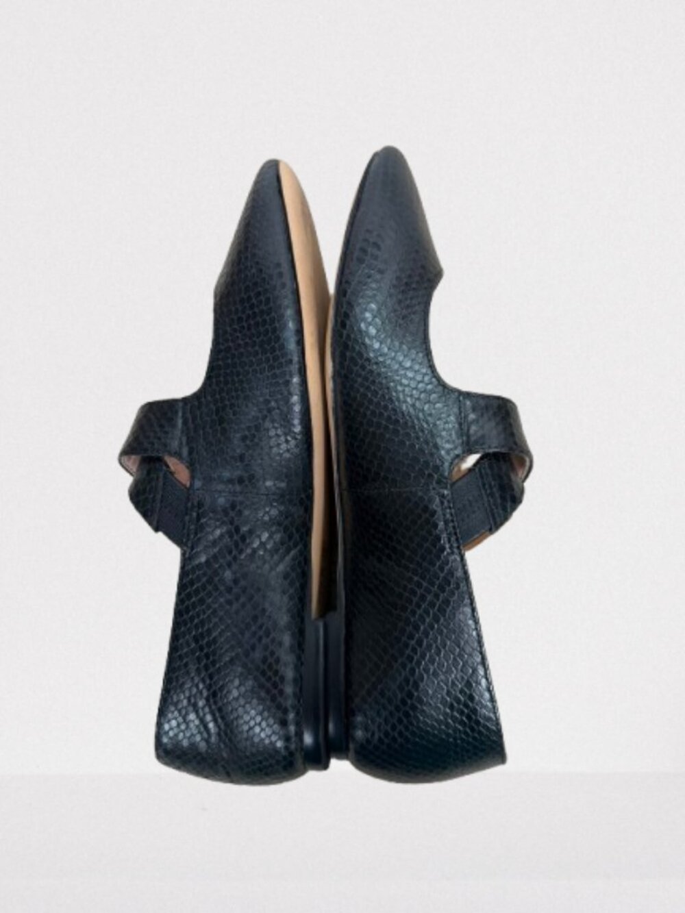 J. Crew Logan Сrisscross Mary Jane Shoes Snake-Embossed Italian Leather Sz 9 - Picture 8 of 10